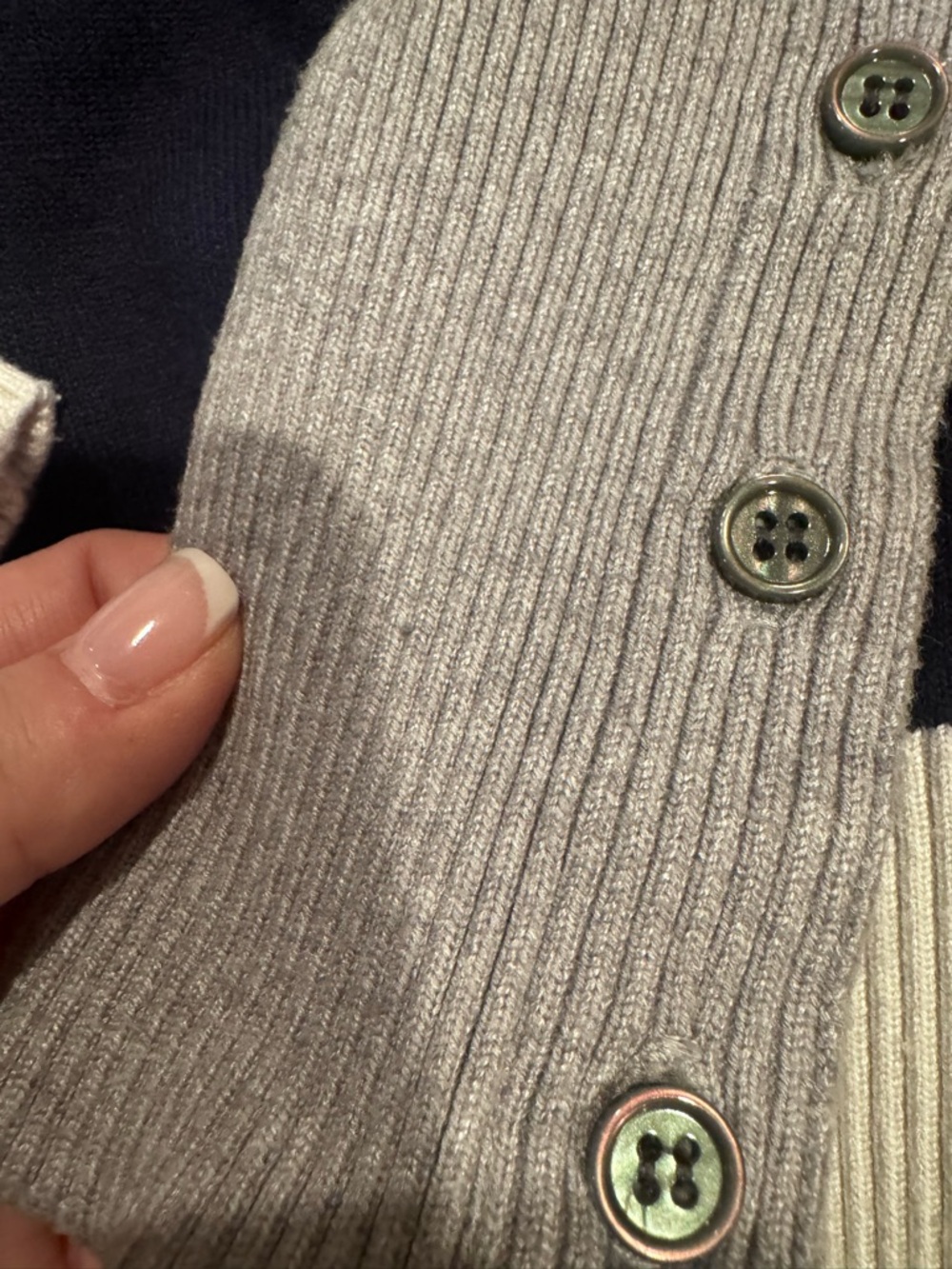Thom Browne Milano Colorblock Crewneck Sweater - Navy, Gray & Cream - Picture 7 of 11